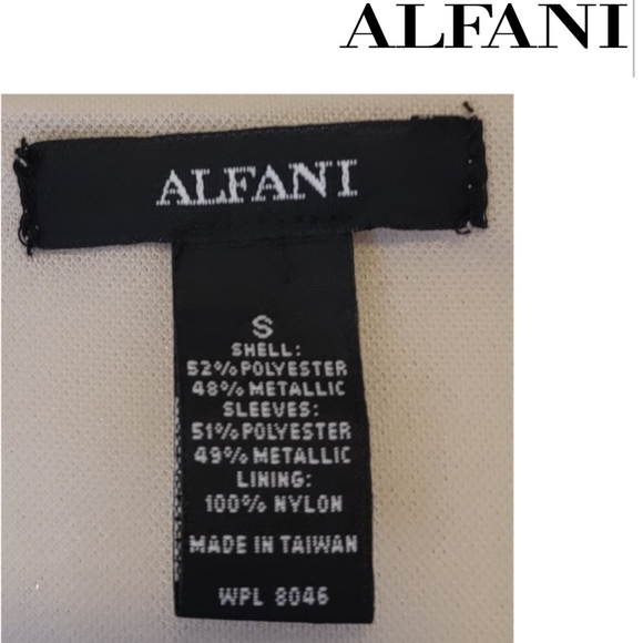 ALFANI party top shiny gold metallic 3/4 bell sleeve Blouse Shirt Size Small - Picture 5 of 7